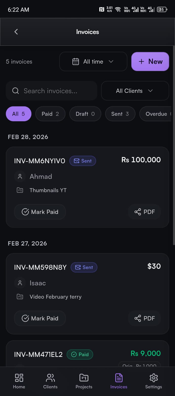 Professional invoicing
